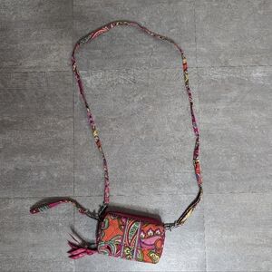 Vera Bradley All Together Wallet Crossbody Purse Pink And Orange Swirls